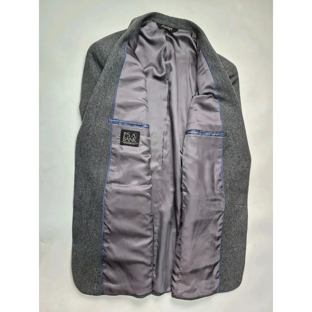Jos A Bank Mens Wool Sport Coat 40L Gray 2 Button Double Vent Blazer O705